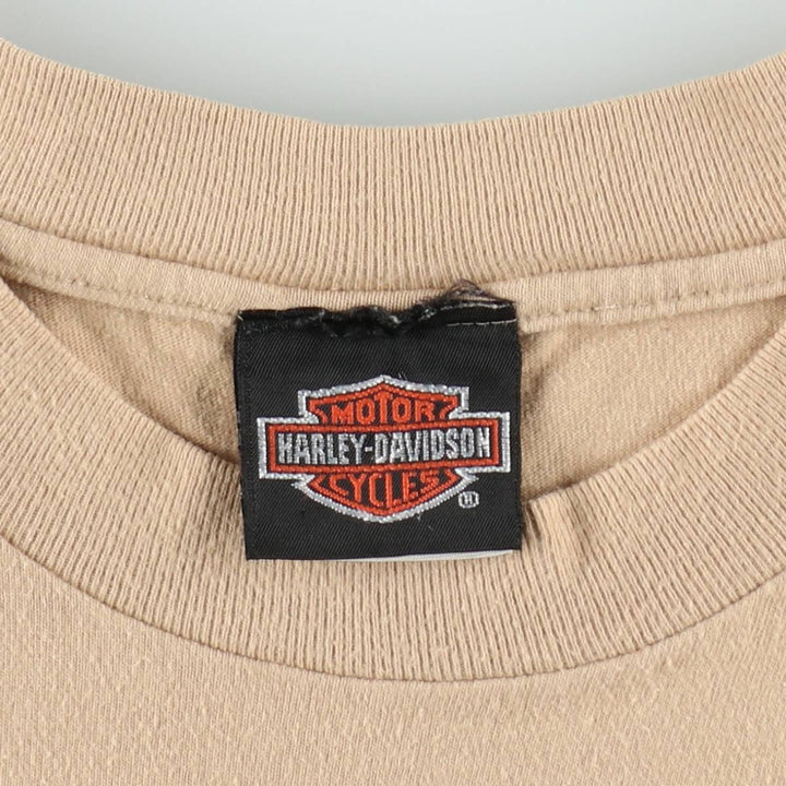 90'S Harley-Davidson Hanes BEEFY-T Motorcycle T-Shirt, Men's XXL equivalent, Vintage cotton Beige type Vintage Second Hand