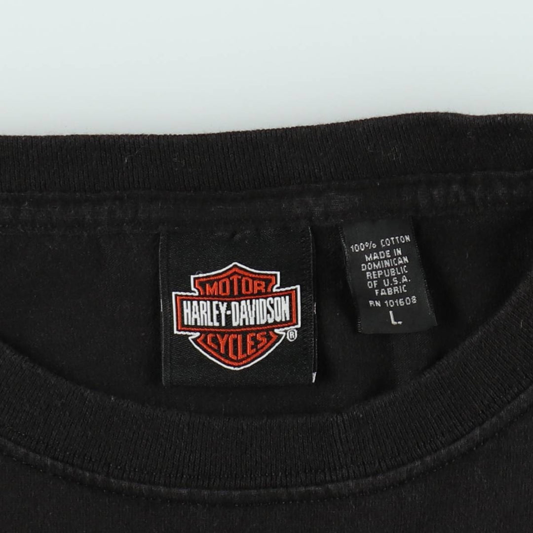 00'S Harley-Davidson Motorcycle Bike T-shirt Men's L size cotton black type Vintage Second Hand