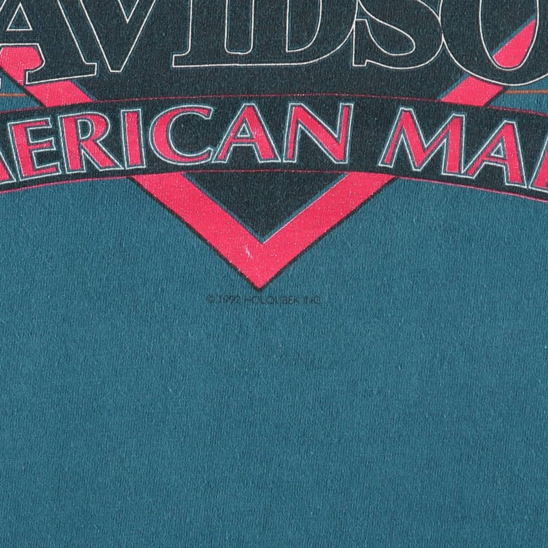 90'S Harley-Davidson Eagle Pattern American Flag Motorcycle T-Shirt, Made in USA, Men's XL equivalent, Vintage cotton green type Vintage Second Hand