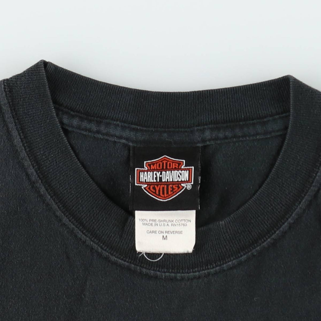 2000'S Harley-Davidson Hanes BEEFY-T Fire Pattern Motorcycle T-Shirt, Made in USA, Men's Size M (approx.) cotton black type Vintage Second Hand