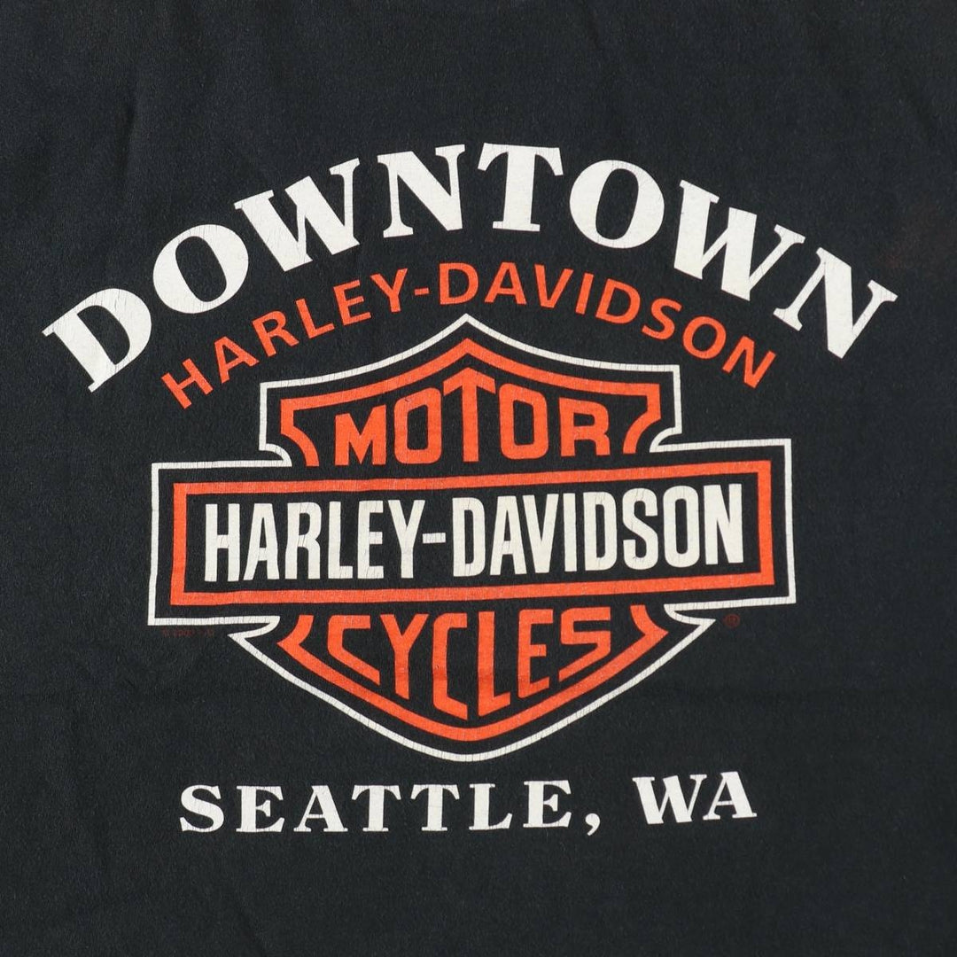 2000'S Harley-Davidson Hanes BEEFY-T Fire Pattern Motorcycle T-Shirt, Made in USA, Men's Size M (approx.) cotton black type Vintage Second Hand