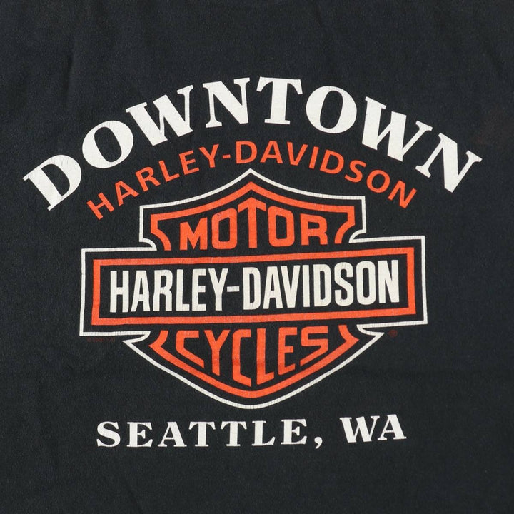 2000'S Harley-Davidson Hanes BEEFY-T Fire Pattern Motorcycle T-Shirt, Made in USA, Men's Size M (approx.) cotton black type Vintage Second Hand