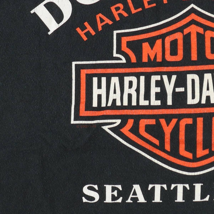 2000'S Harley-Davidson Hanes BEEFY-T Fire Pattern Motorcycle T-Shirt, Made in USA, Men's Size M (approx.) cotton black type Vintage Second Hand