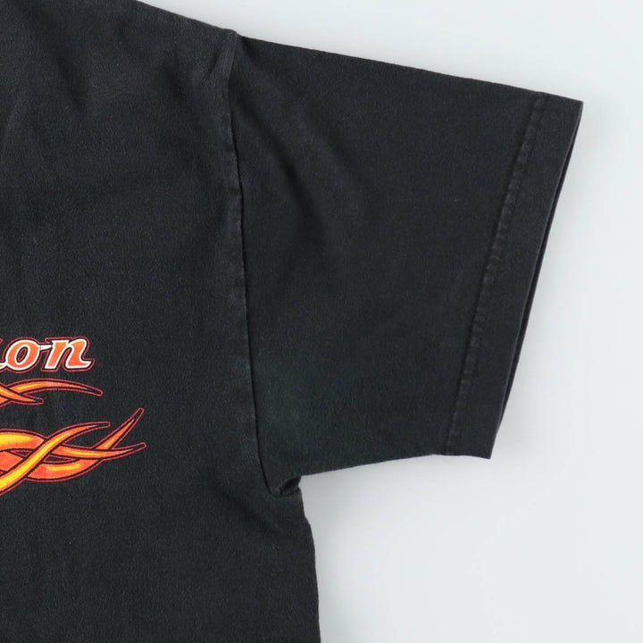2000'S Harley-Davidson Hanes BEEFY-T Fire Pattern Motorcycle T-Shirt, Made in USA, Men's Size M (approx.) cotton black type Vintage Second Hand