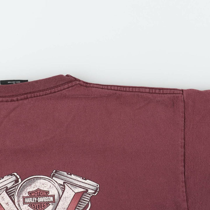 90'S Harley-Davidson Eagle Pattern American Flag Motorcycle T-Shirt, Made in USA, Men's Size L (approx.), Vintage cotton burgundy type Vintage Second Hand
