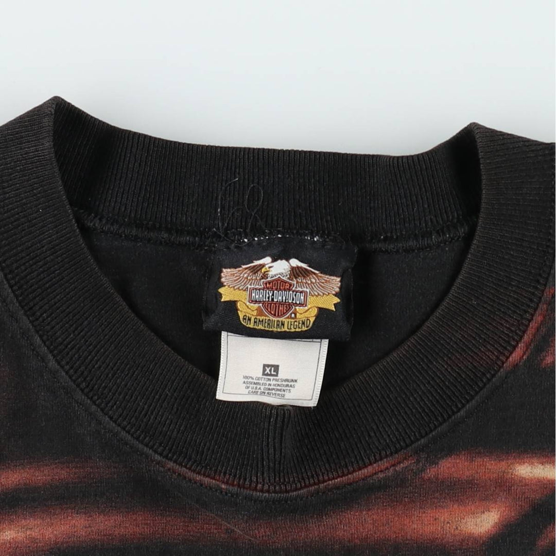 Harley-Davidson all-over print motorcycle bike t-shirt, men's size XL (approx.) cotton black type Vintage Second Hand