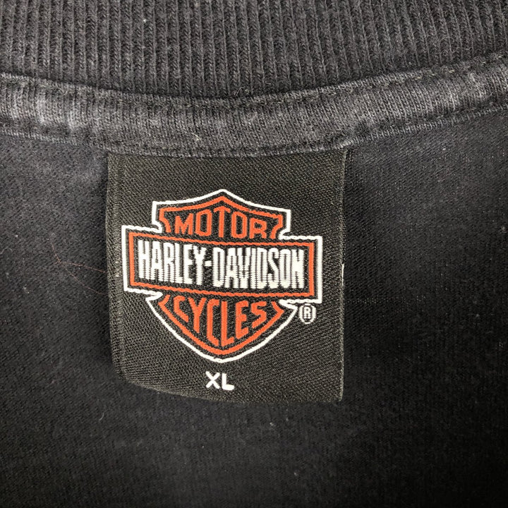 2000'S Harley-Davidson Fire Pattern Eagle Motorcycle T-Shirt, Made in USA, Men's Size XL cotton black type Vintage Second Hand