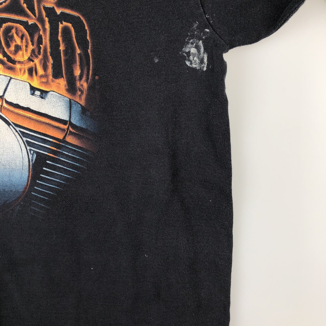 2000'S Harley-Davidson Fire Pattern Eagle Motorcycle T-Shirt, Made in USA, Men's Size XL cotton black type Vintage Second Hand