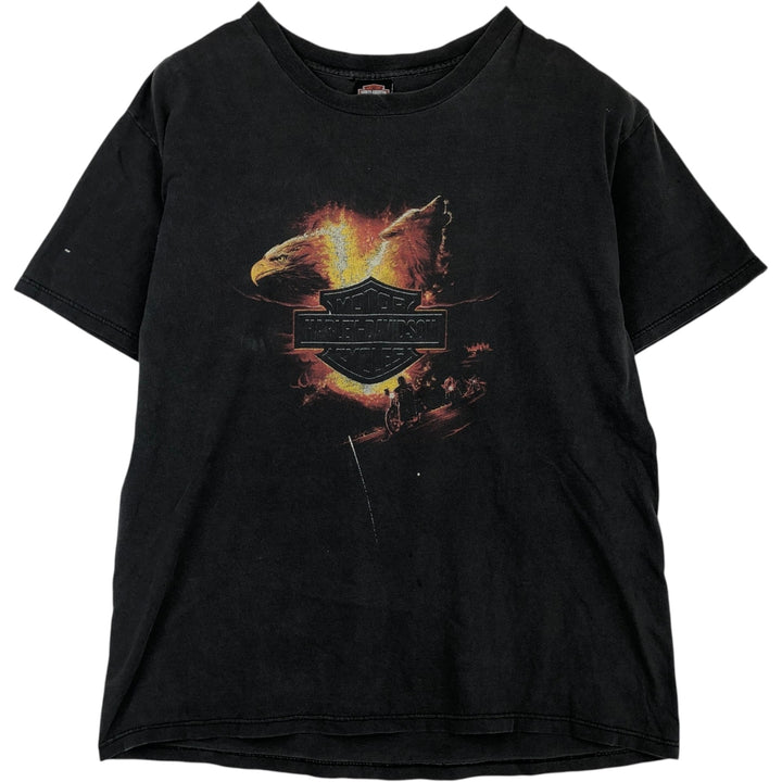 Harley-Davidson Fire Pattern Eagle Pattern Wolf Pattern Motorcycle Bike T-Shirt Men's XL Equivalent unclear Charcoal Vintage Second Hand