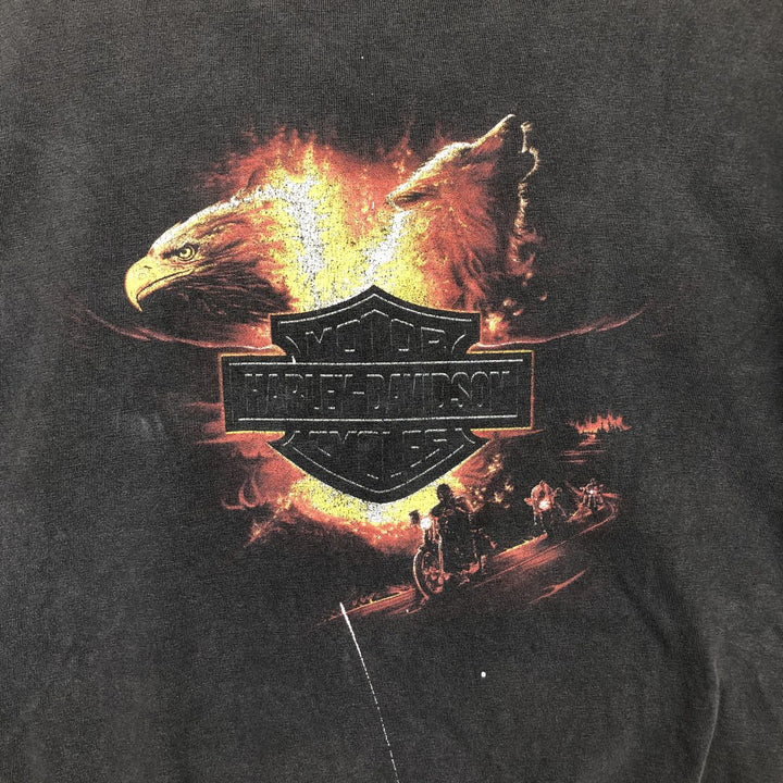 Harley-Davidson Fire Pattern Eagle Pattern Wolf Pattern Motorcycle Bike T-Shirt Men's XL Equivalent unclear Charcoal Vintage Second Hand