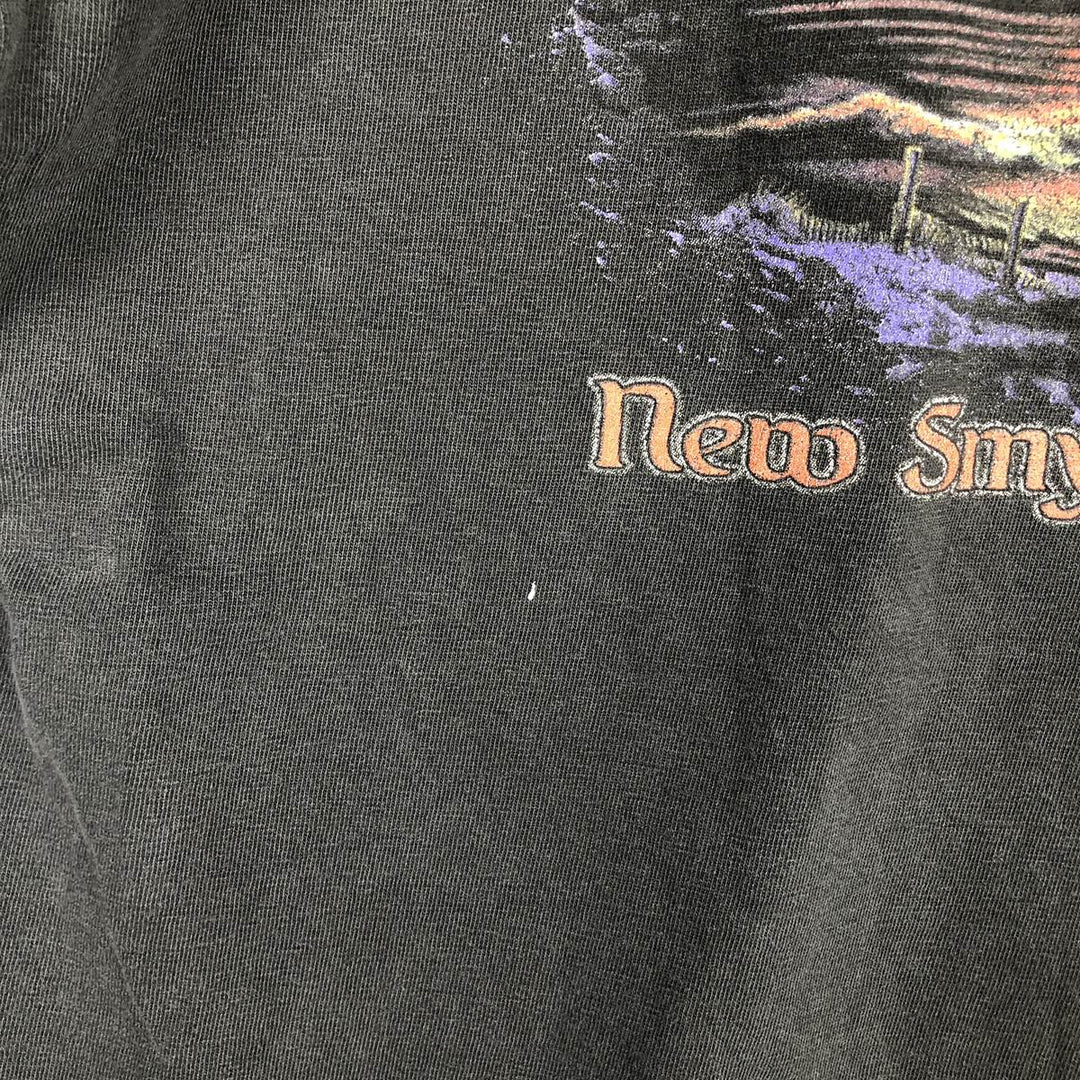 Harley-Davidson Fire Pattern Eagle Pattern Wolf Pattern Motorcycle Bike T-Shirt Men's XL Equivalent unclear Charcoal Vintage Second Hand