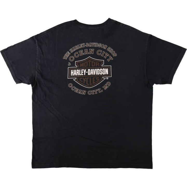 Harley-Davidson Eagle Pattern Stars and Stripes Motorcycle Bike T-shirt Men's XL cotton black type Vintage Second Hand
