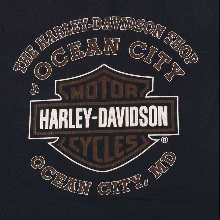 Harley-Davidson Eagle Pattern Stars and Stripes Motorcycle Bike T-shirt Men's XL cotton black type Vintage Second Hand