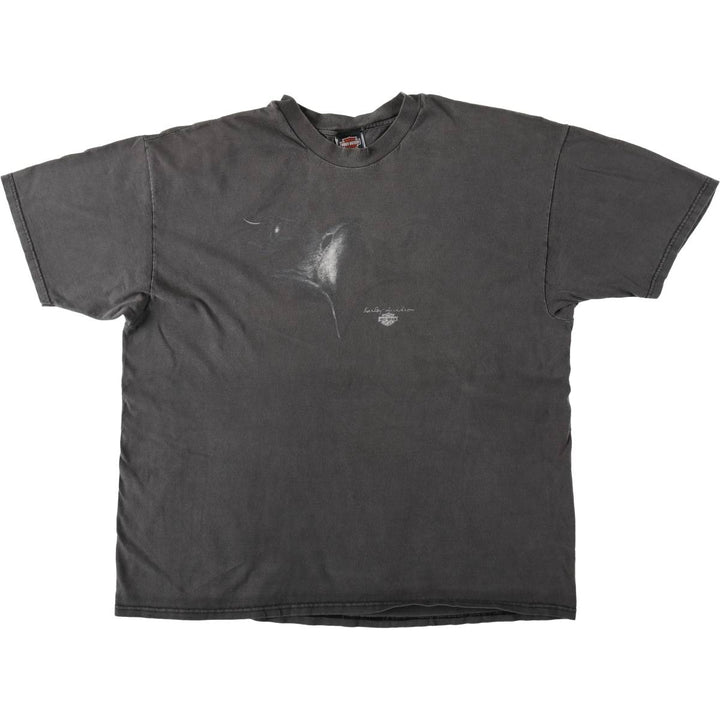 Harley-Davidson BEEFY-T Eagle Pattern Motorcycle T-Shirt, Made in USA, Men's XXL equivalent. cotton black type Vintage Second Hand