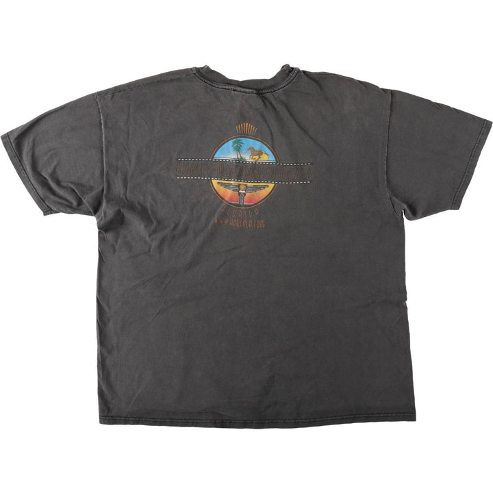 Harley-Davidson BEEFY-T Eagle Pattern Motorcycle T-Shirt, Made in USA, Men's XXL equivalent. cotton black type Vintage Second Hand