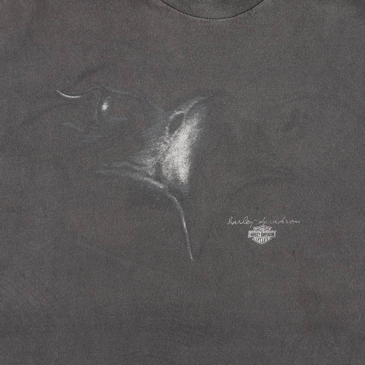 Harley-Davidson BEEFY-T Eagle Pattern Motorcycle T-Shirt, Made in USA, Men's XXL equivalent. cotton black type Vintage Second Hand