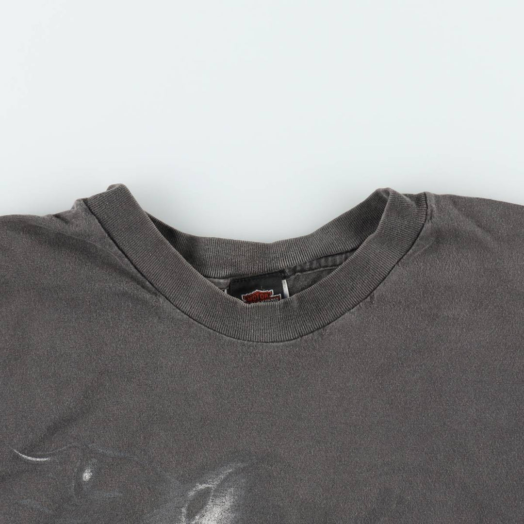Harley-Davidson BEEFY-T Eagle Pattern Motorcycle T-Shirt, Made in USA, Men's XXL equivalent. cotton black type Vintage Second Hand