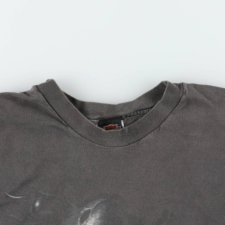 Harley-Davidson BEEFY-T Eagle Pattern Motorcycle T-Shirt, Made in USA, Men's XXL equivalent. cotton black type Vintage Second Hand