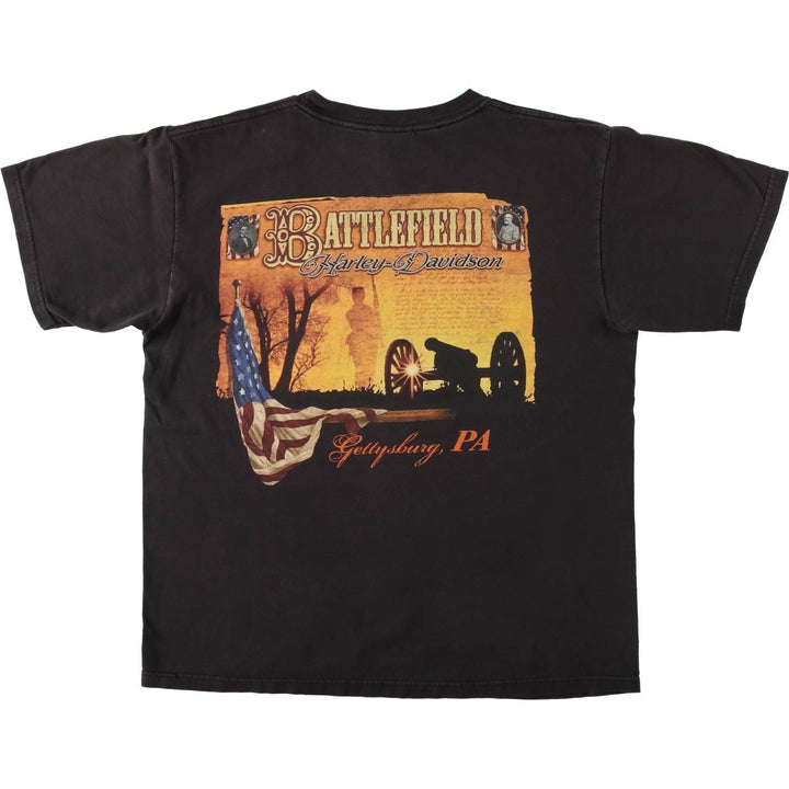 Harley-Davidson Eagle Pattern Motorcycle Bike T-shirt Men's M size cotton black type Vintage Second Hand