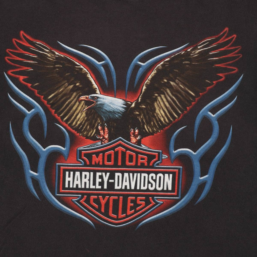 Harley-Davidson Eagle Pattern Motorcycle Bike T-shirt Men's M size cotton black type Vintage Second Hand