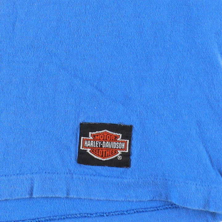Harley-Davidson Eagle Pattern Sleeveless Cut-Off Motorcycle T-Shirt (Men's Size S) unclear blue type Vintage Second Hand