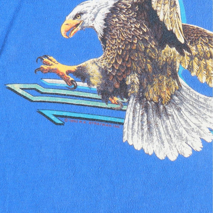 Harley-Davidson Eagle Pattern Sleeveless Cut-Off Motorcycle T-Shirt (Men's Size S) unclear blue type Vintage Second Hand