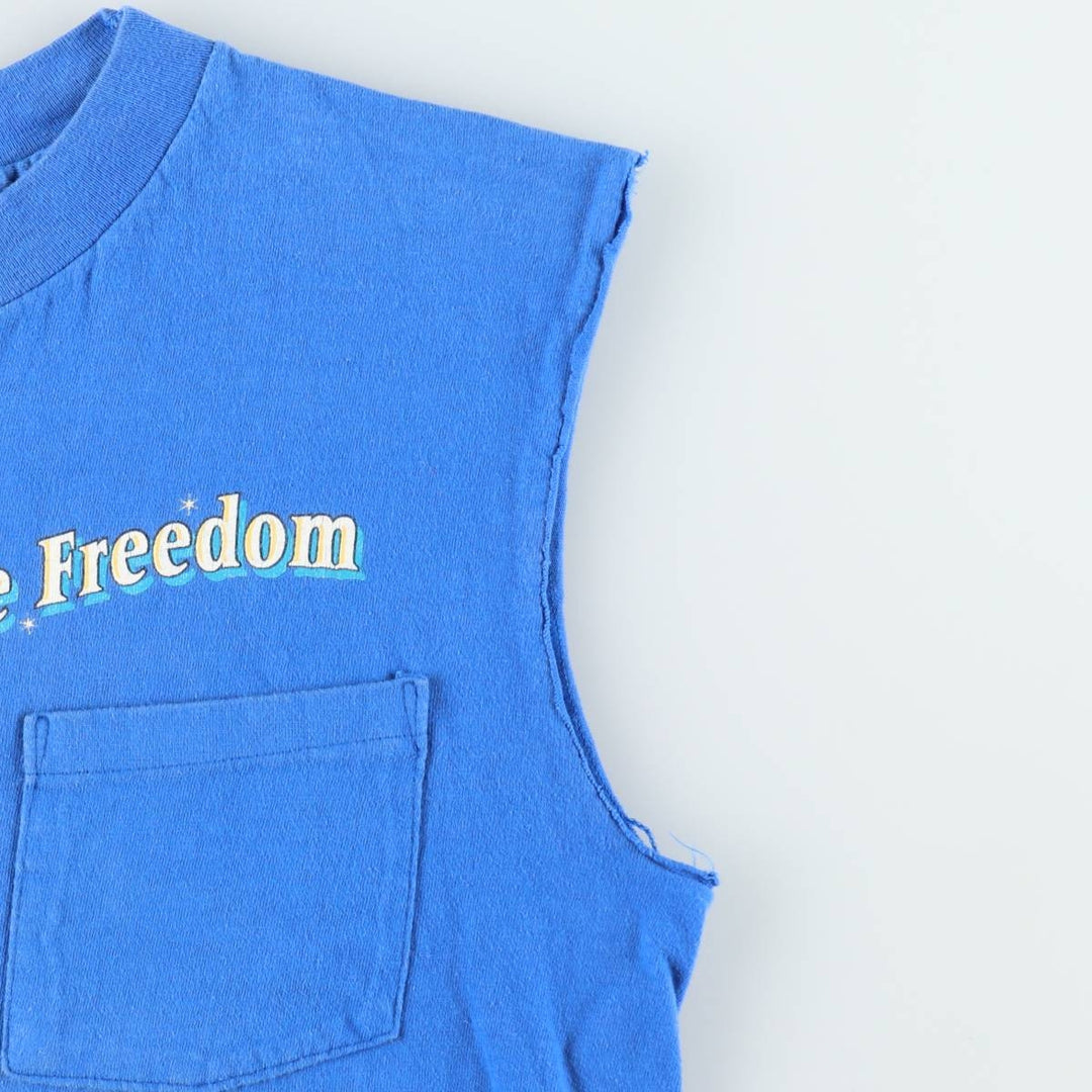Harley-Davidson Eagle Pattern Sleeveless Cut-Off Motorcycle T-Shirt (Men's Size S) unclear blue type Vintage Second Hand