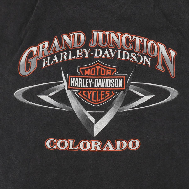 00'S Harley Davidson Eagle Pattern Fire Pattern Motorcycle Bike T-shirt Made in USA Men's XL cotton black type Vintage Second Hand