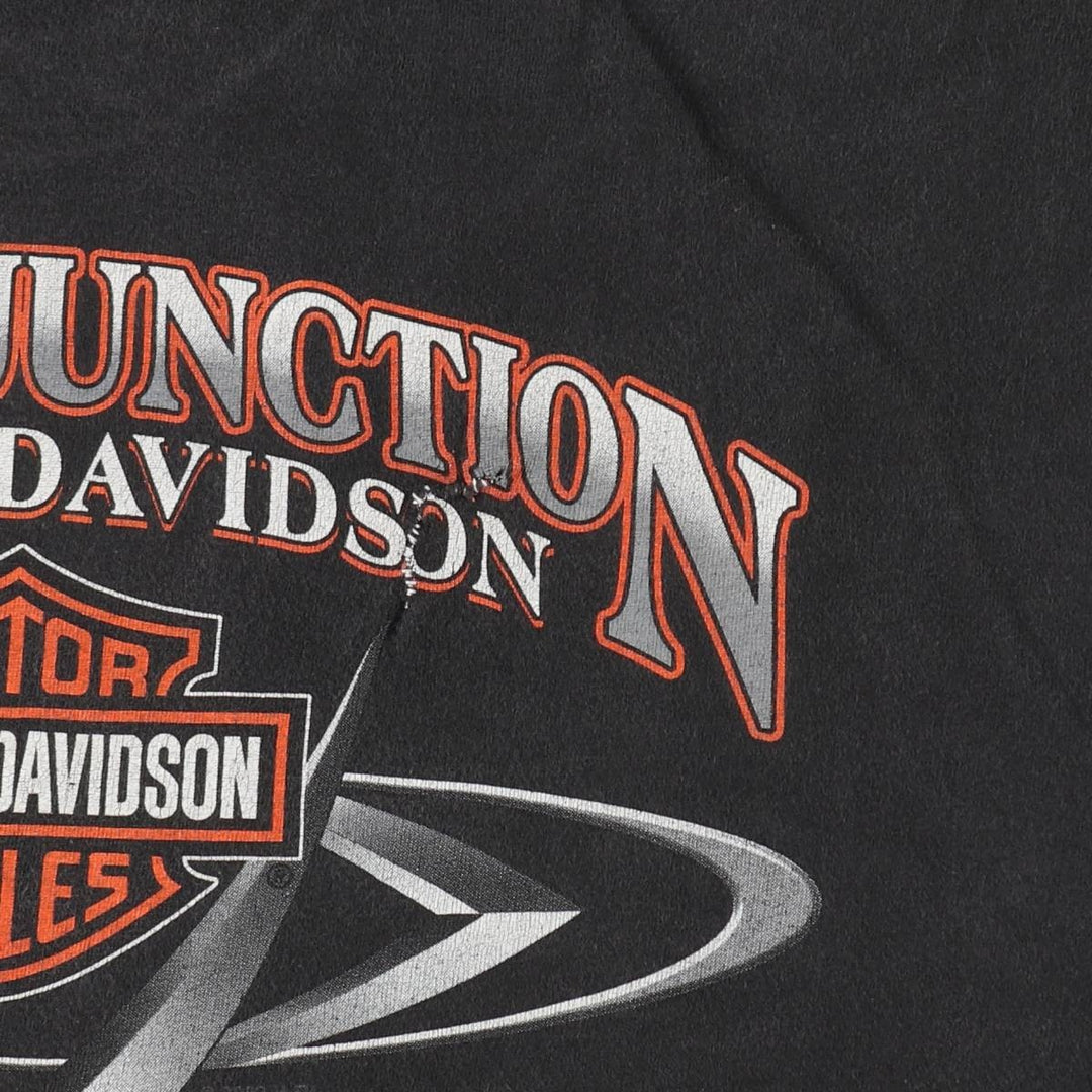00'S Harley Davidson Eagle Pattern Fire Pattern Motorcycle Bike T-shirt Made in USA Men's XL cotton black type Vintage Second Hand