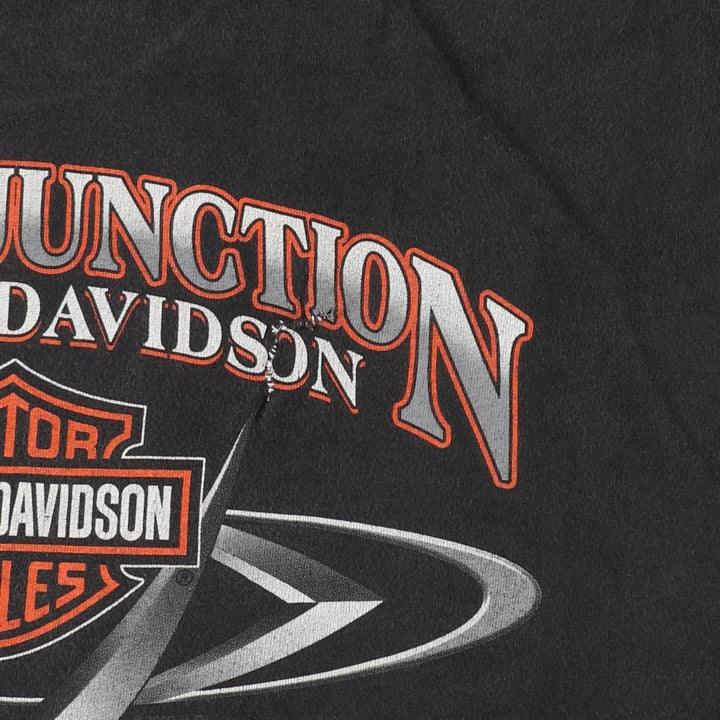 00'S Harley Davidson Eagle Pattern Fire Pattern Motorcycle Bike T-shirt Made in USA Men's XL cotton black type Vintage Second Hand