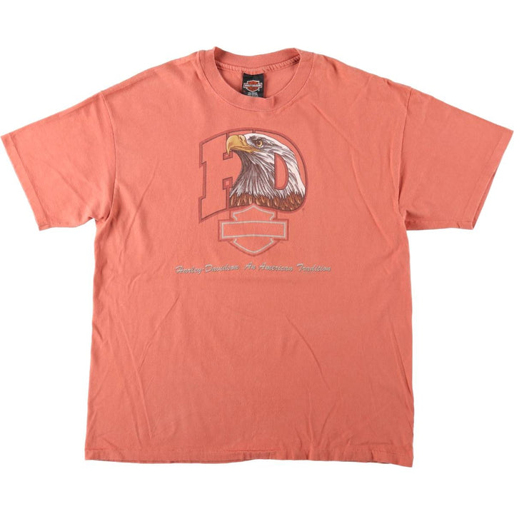90'S Harley Davidson Eagle Pattern Motorcycle Bike T-shirt Made in USA Men's XL Vintage cotton orange type Vintage Second Hand