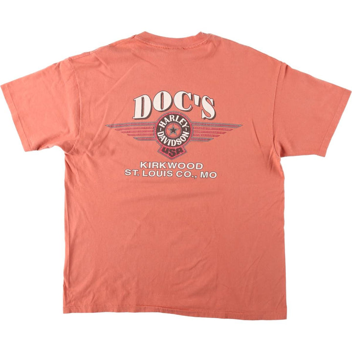90'S Harley Davidson Eagle Pattern Motorcycle Bike T-shirt Made in USA Men's XL Vintage cotton orange type Vintage Second Hand