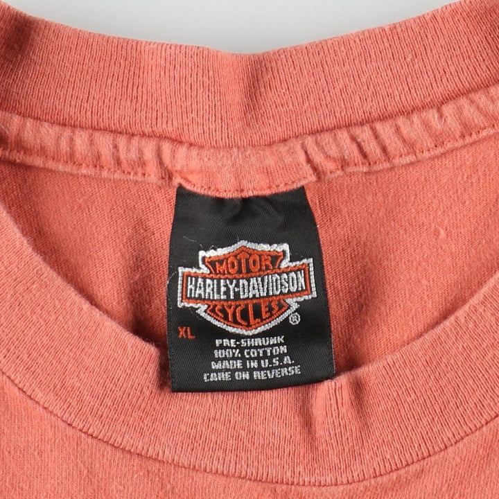 90'S Harley Davidson Eagle Pattern Motorcycle Bike T-shirt Made in USA Men's XL Vintage cotton orange type Vintage Second Hand