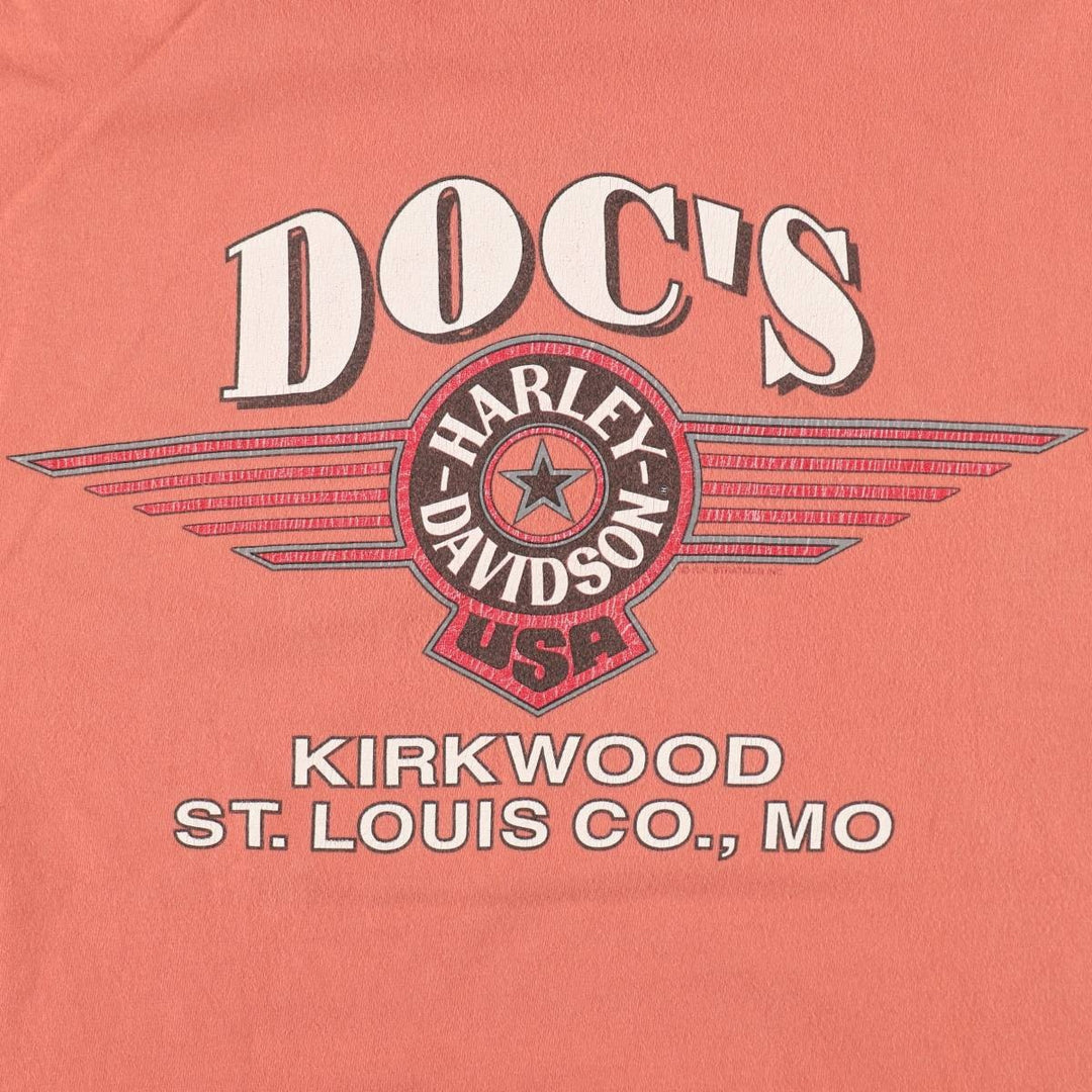 90'S Harley Davidson Eagle Pattern Motorcycle Bike T-shirt Made in USA Men's XL Vintage cotton orange type Vintage Second Hand