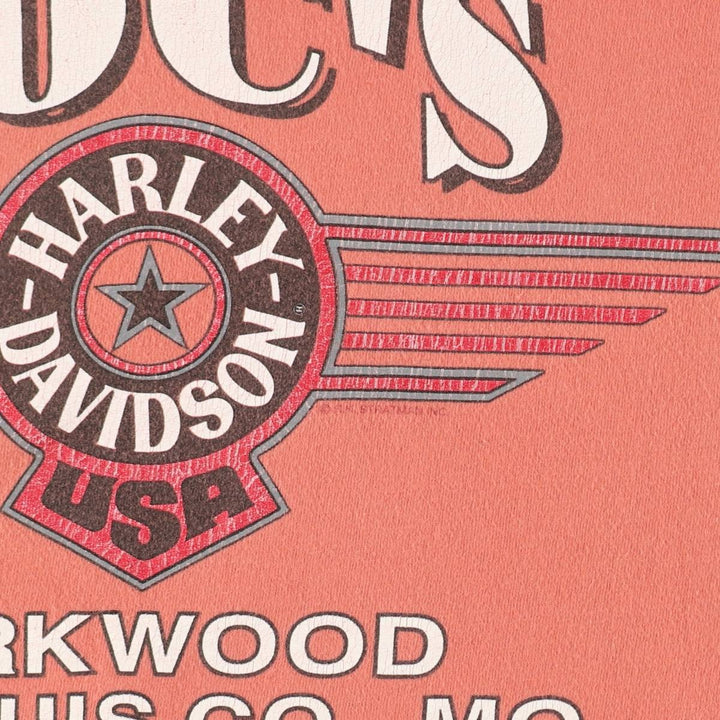 90'S Harley Davidson Eagle Pattern Motorcycle Bike T-shirt Made in USA Men's XL Vintage cotton orange type Vintage Second Hand