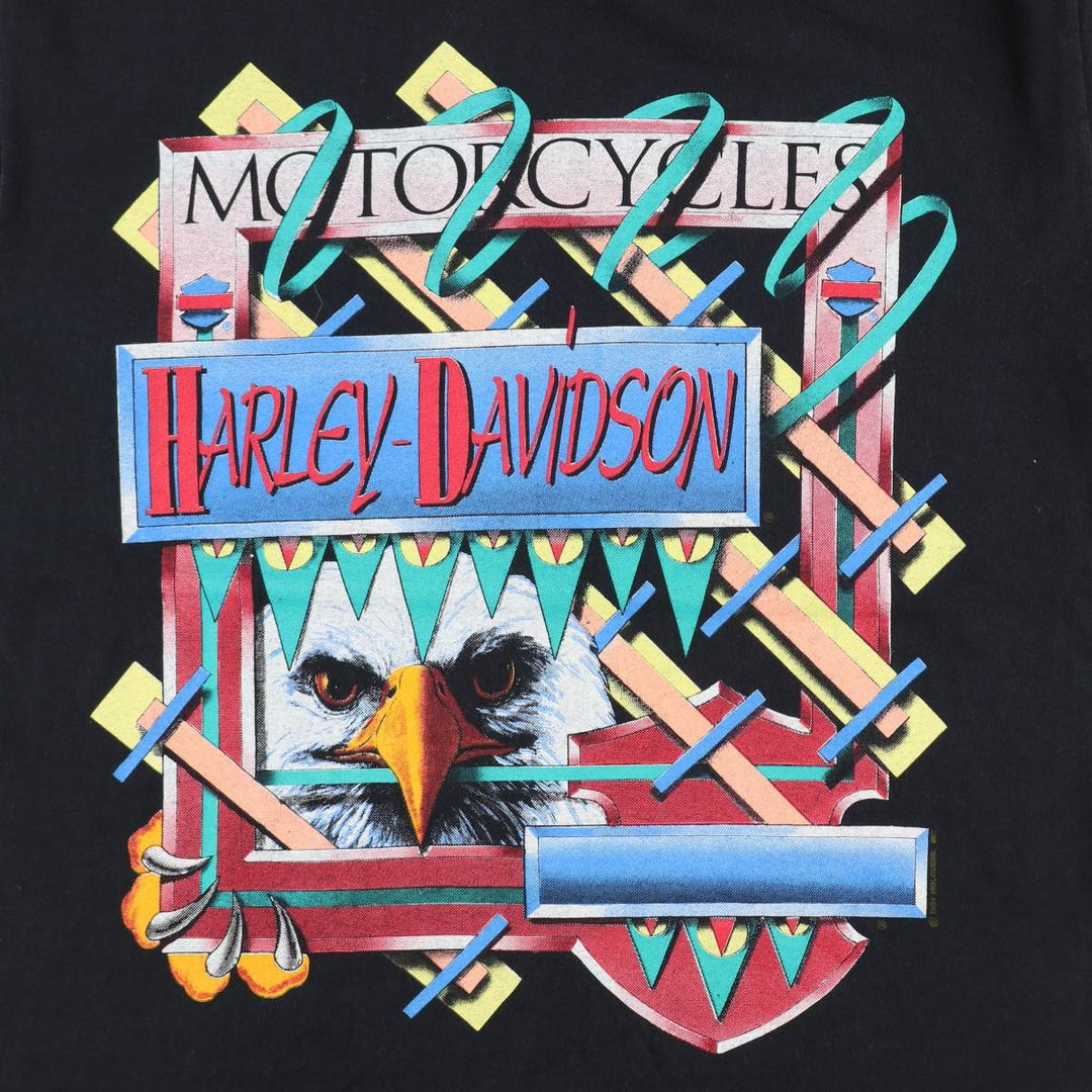 Harley-Davidson Eagle Pattern Motorcycle T-Shirt (Men's Size S) unclear black type Vintage Second Hand
