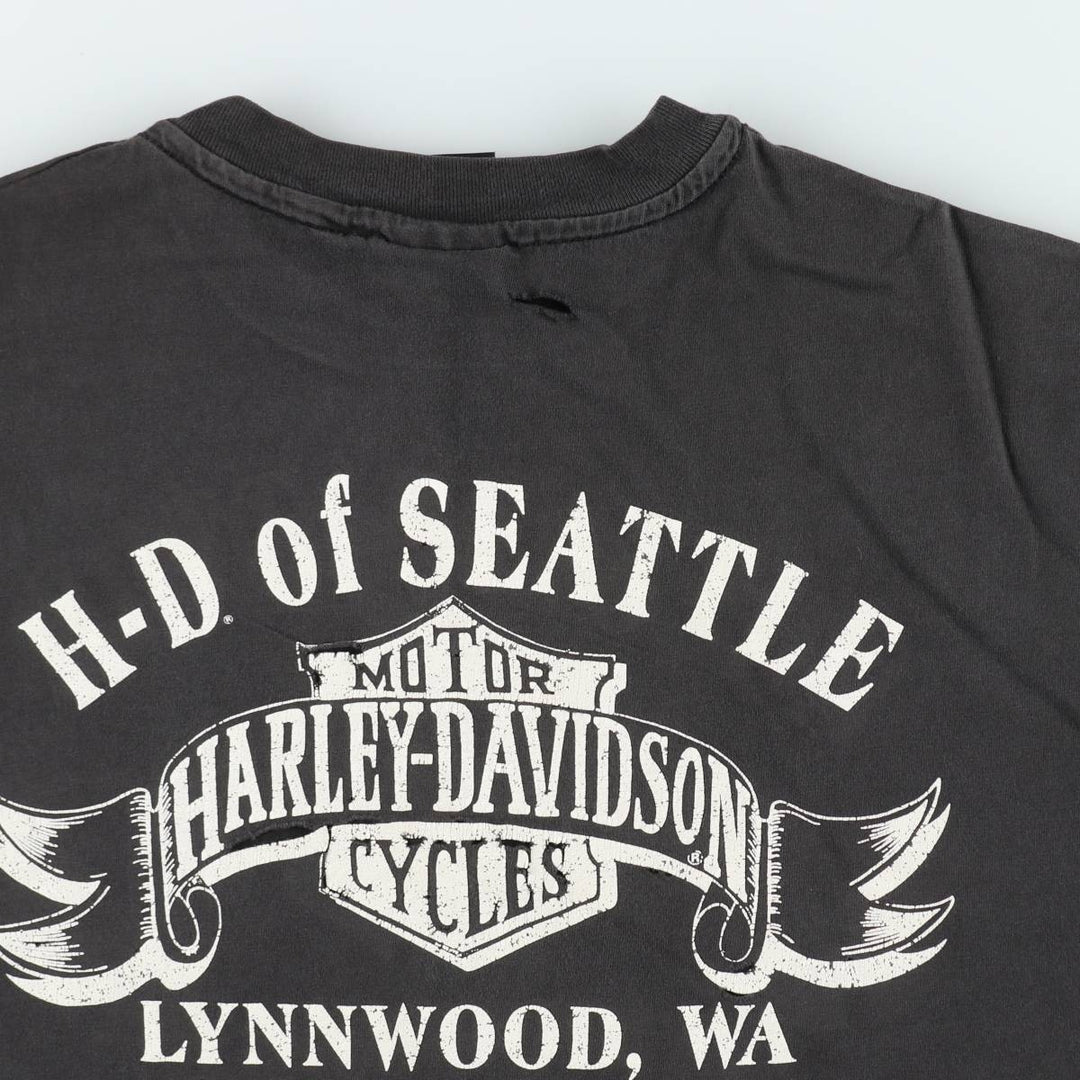 90'S Harley Davidson Motorcycle Bike T-shirt Made in USA Men's XL Vintage cotton black type Vintage Second Hand