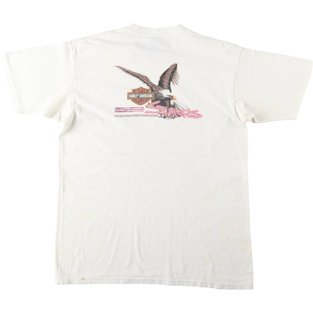 90'S Harley Davidson Eagle Pattern Motorcycle Bike T-shirt Made in USA Men's XL Vintage cotton white type Vintage Second Hand