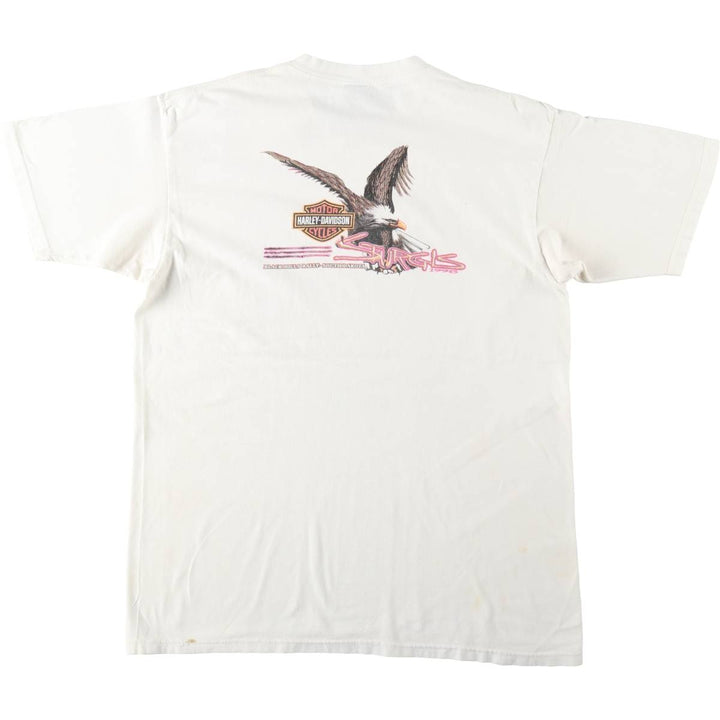 90'S Harley Davidson Eagle Pattern Motorcycle Bike T-shirt Made in USA Men's XL Vintage cotton white type Vintage Second Hand