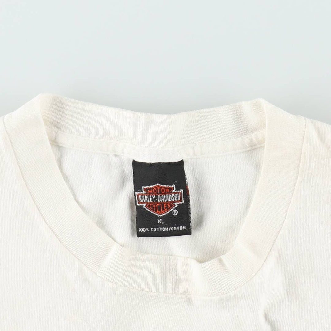 90'S Harley Davidson Eagle Pattern Motorcycle Bike T-shirt Made in USA Men's XL Vintage cotton white type Vintage Second Hand