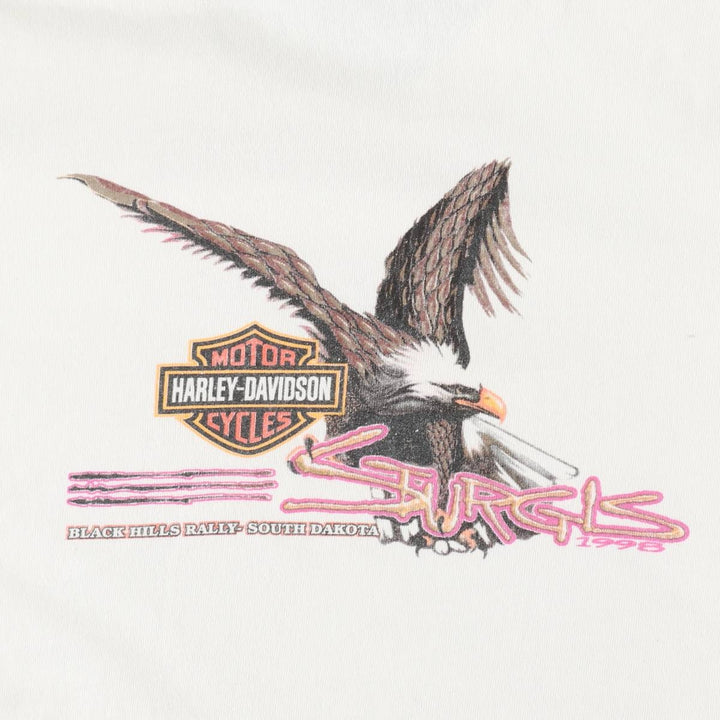 90'S Harley Davidson Eagle Pattern Motorcycle Bike T-shirt Made in USA Men's XL Vintage cotton white type Vintage Second Hand