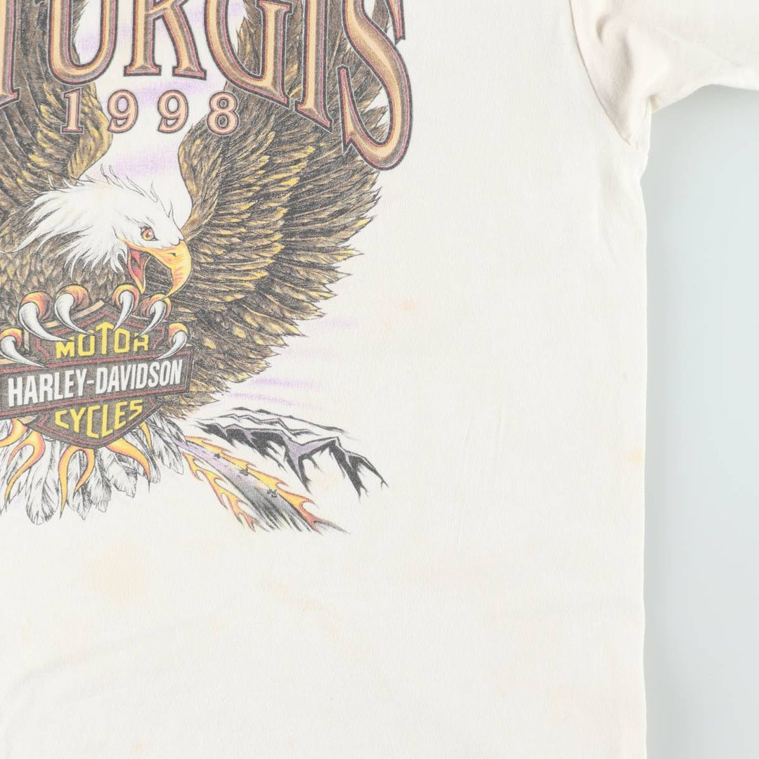 90'S Harley Davidson Eagle Pattern Motorcycle Bike T-shirt Made in USA Men's XL Vintage cotton white type Vintage Second Hand