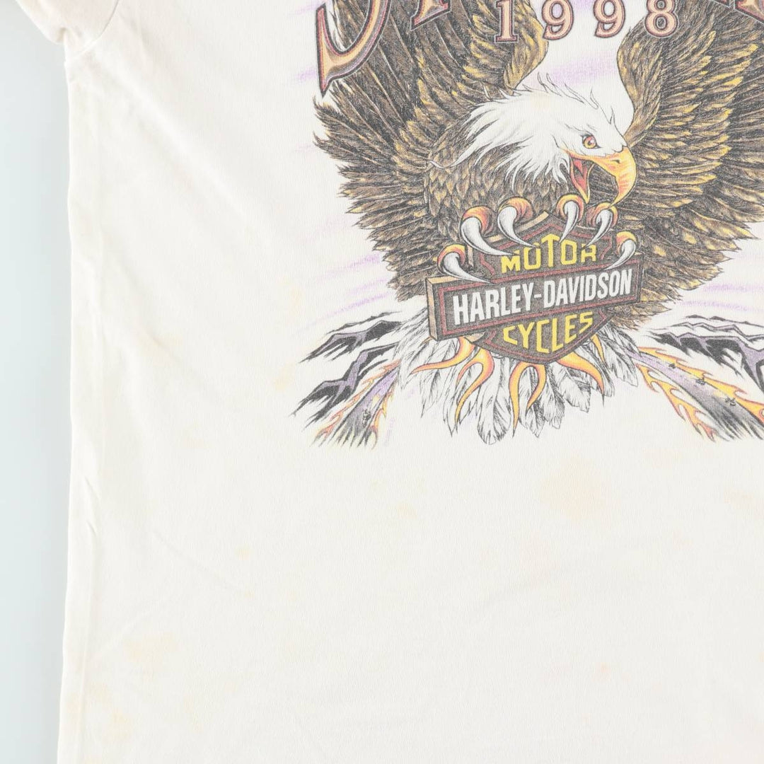 90'S Harley Davidson Eagle Pattern Motorcycle Bike T-shirt Made in USA Men's XL Vintage cotton white type Vintage Second Hand