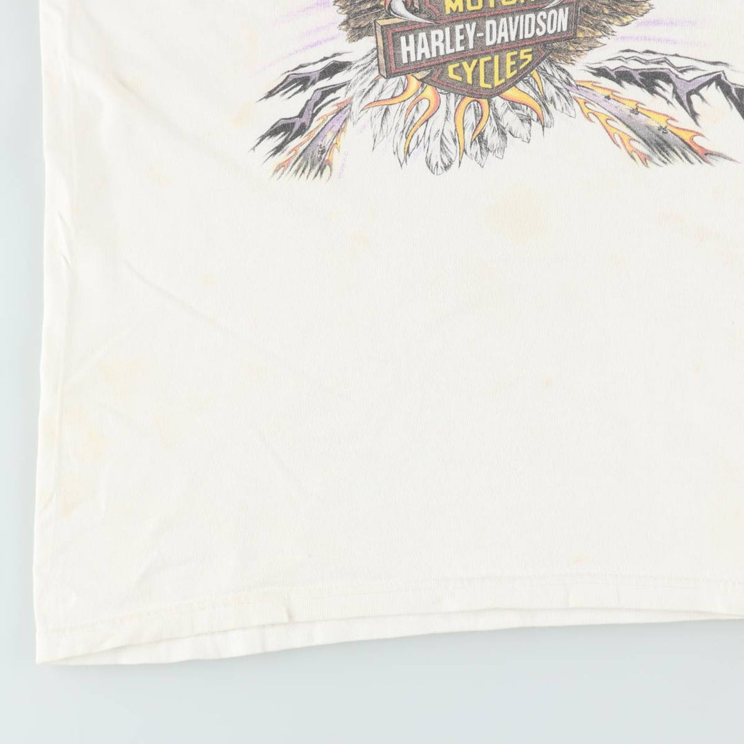 90'S Harley Davidson Eagle Pattern Motorcycle Bike T-shirt Made in USA Men's XL Vintage cotton white type Vintage Second Hand
