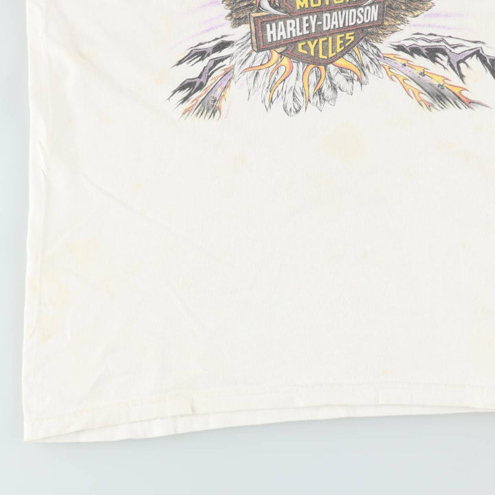 90'S Harley Davidson Eagle Pattern Motorcycle Bike T-shirt Made in USA Men's XL Vintage cotton white type Vintage Second Hand