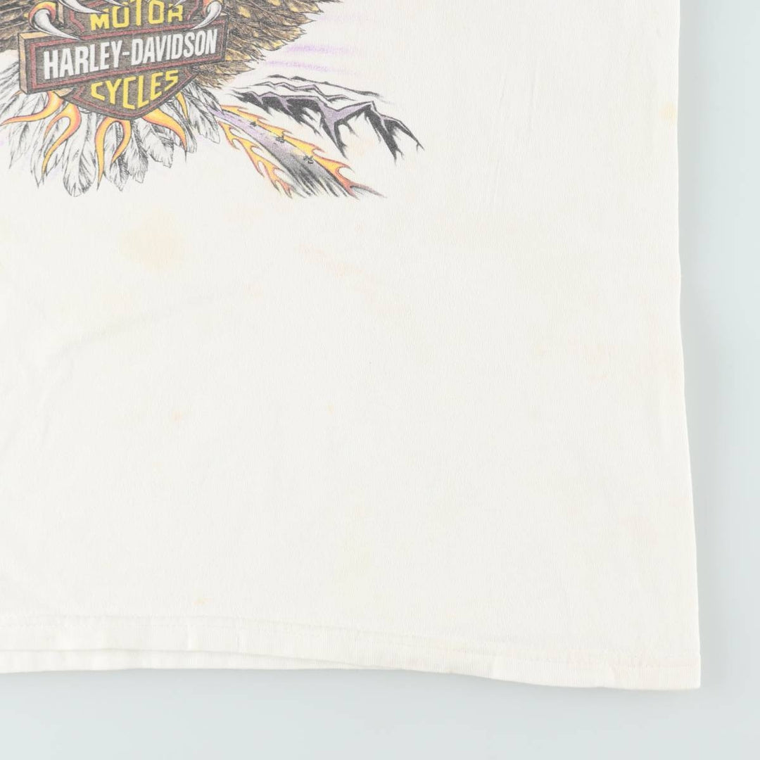 90'S Harley Davidson Eagle Pattern Motorcycle Bike T-shirt Made in USA Men's XL Vintage cotton white type Vintage Second Hand