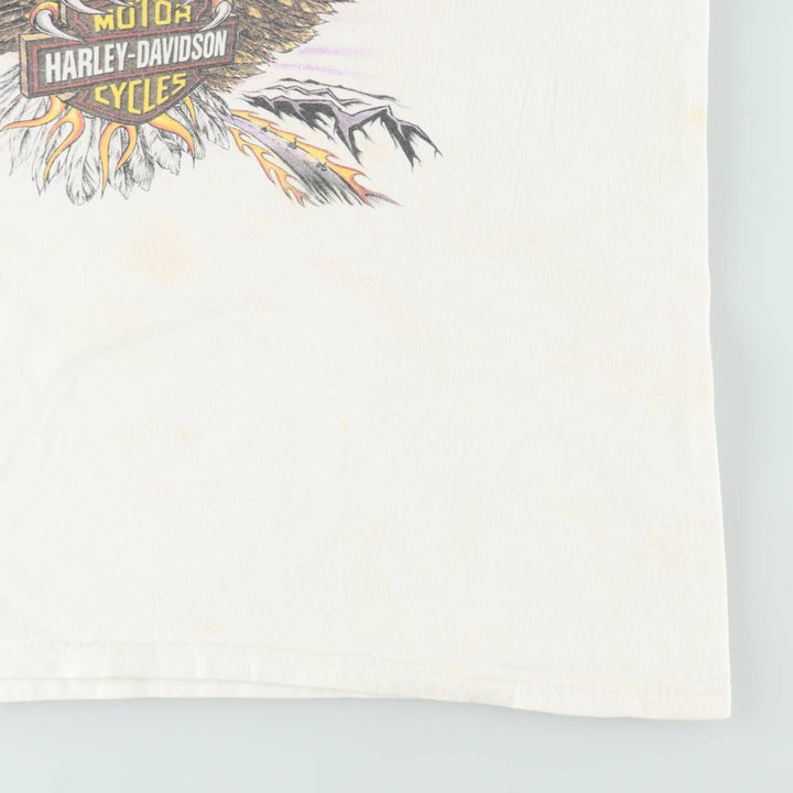 90'S Harley Davidson Eagle Pattern Motorcycle Bike T-shirt Made in USA Men's XL Vintage cotton white type Vintage Second Hand