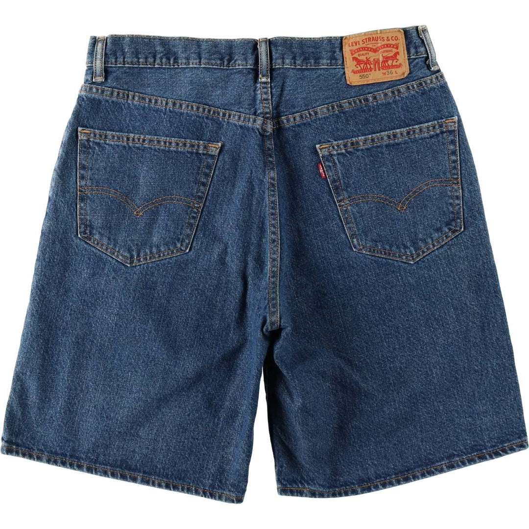 Levi's 550 denim shorts, short pants for men, size W35 cotton navy blue type Vintage Second Hand