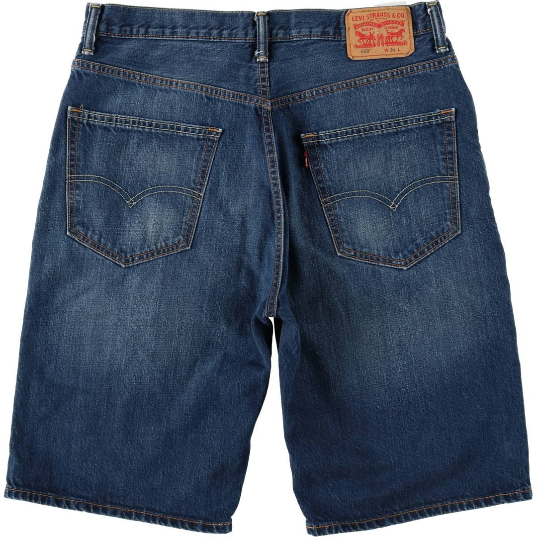 Levi's 569 denim shorts, half pants, jorts, men's size W34 cotton navy blue type Vintage Second Hand