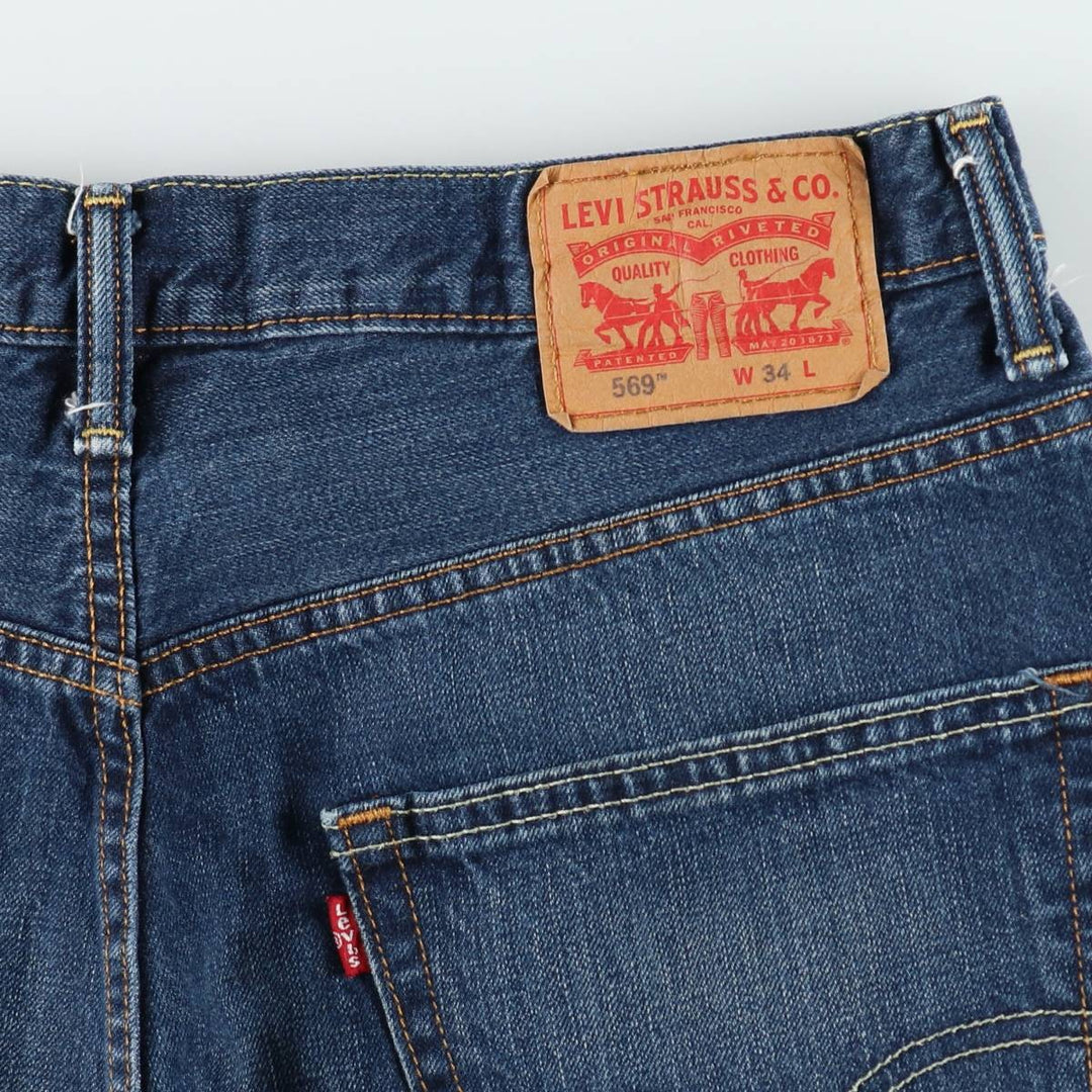 Levi's 569 denim shorts, half pants, jorts, men's size W34 cotton navy blue type Vintage Second Hand